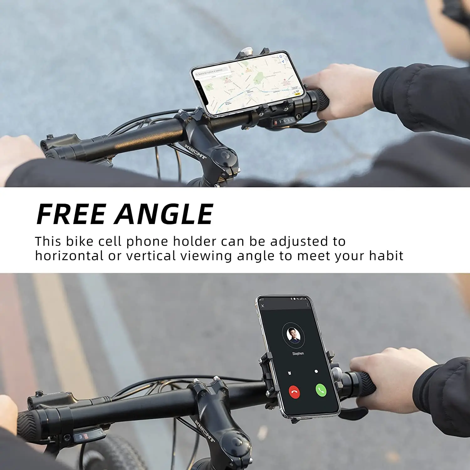 Adjustable Bike Phone Holder 360° Rotatable Five Claw Motorcycle Scooter Bicycle Aluminum Alloy Bracket for 4.2-6.8in Smartphone