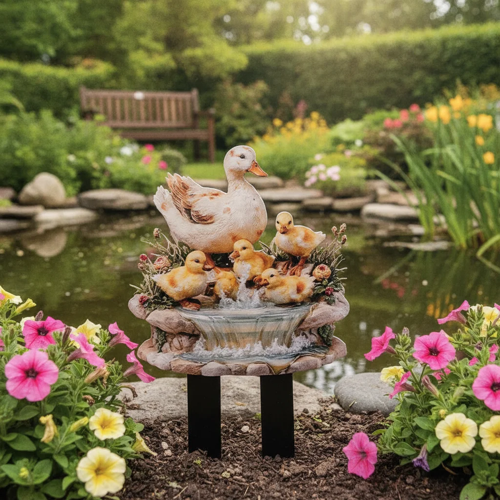1pcs 2D Flat Acrylic Cute Little Duck Garden Outdoor Courtyard Garden Lawn Potted Plant Planting Ground Solar Duck Garden Statue