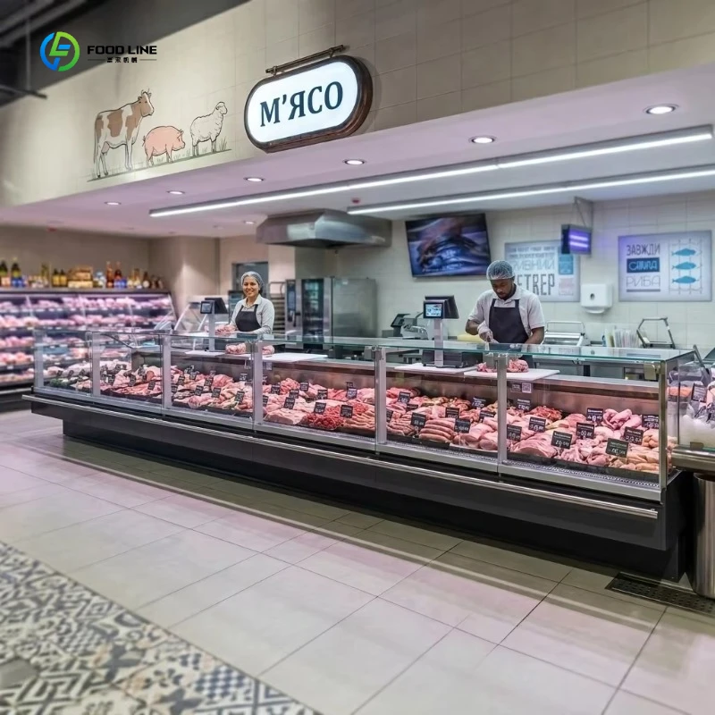 Commercial Glass Door Air Cooling Display Cooler with LED Lighting and Automatic Defrost for Meat Deli Use FL Customized