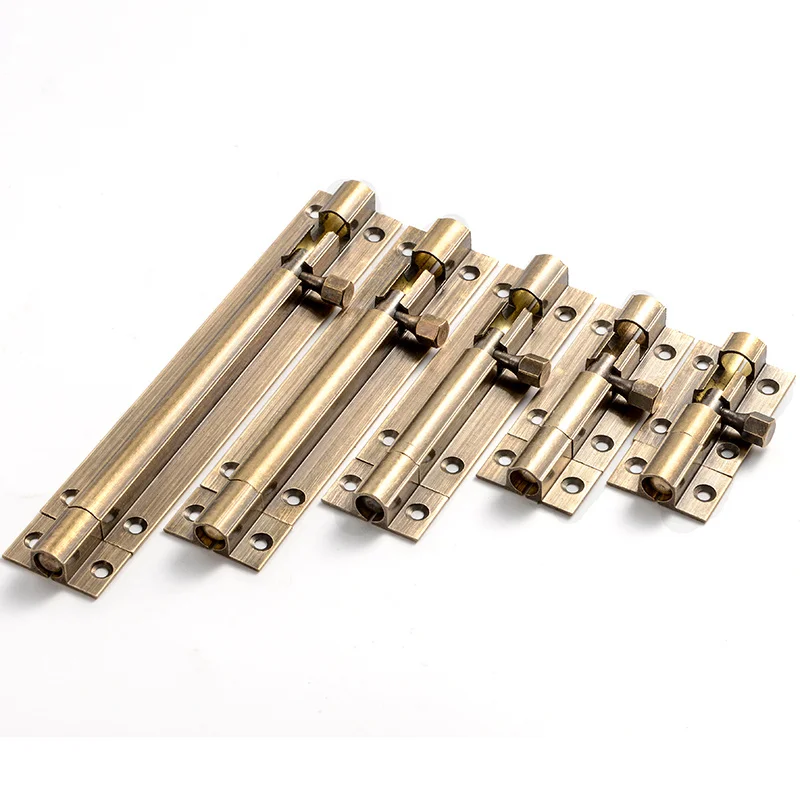 

Antique Round Door Window Latch 1.5/2/3/4/6 Inch Barrel Bolt Copper Sliding Lock for Bathroom Bedroom Gate Security Hardware