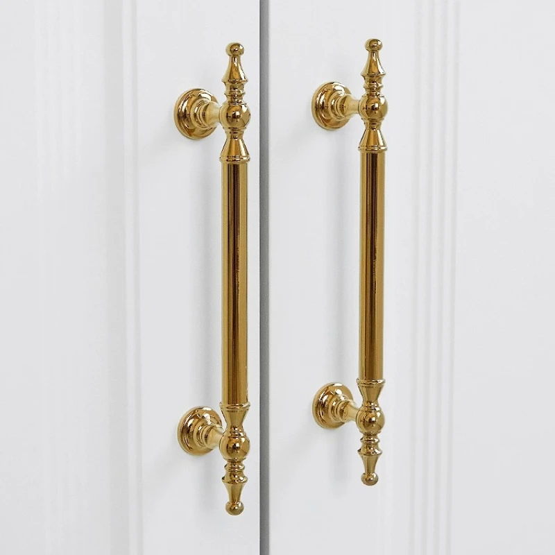 French Bright Gold Handle Light Luxury Decorative Furniture Handles and Knobs Brass Wardrobe Drawer Kitchen Cabinet Door Handles