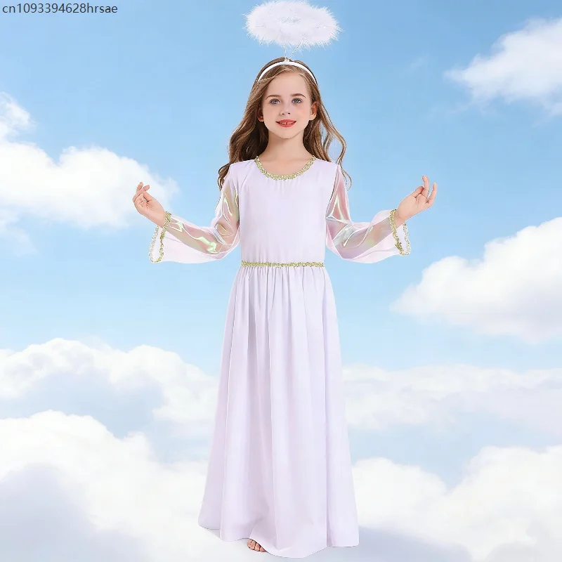 

Mädchen White Angel Role Play Fairy School Costume Greek Goddess Cosplay Outfits Elegant Dress Party Stage Performance Dress Up
