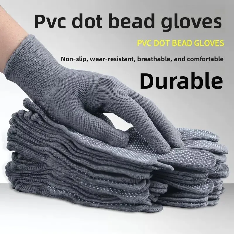 10 pairs Anti-Slip Nylon Dot-Coated Work Gloves, Lightweight Breathable for Handling & General Labor, Unisex
