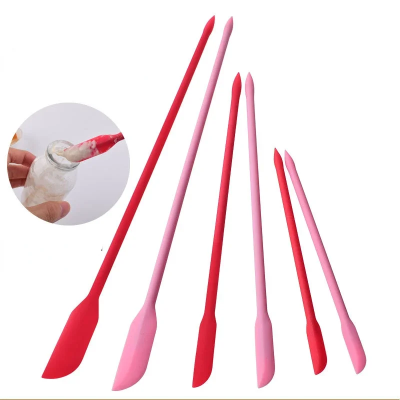 Silicone Spatula Mini Jam Scraper Black Red Small Tip Double-headed Scoop Cream Butter Spoon Kitchen Accessories