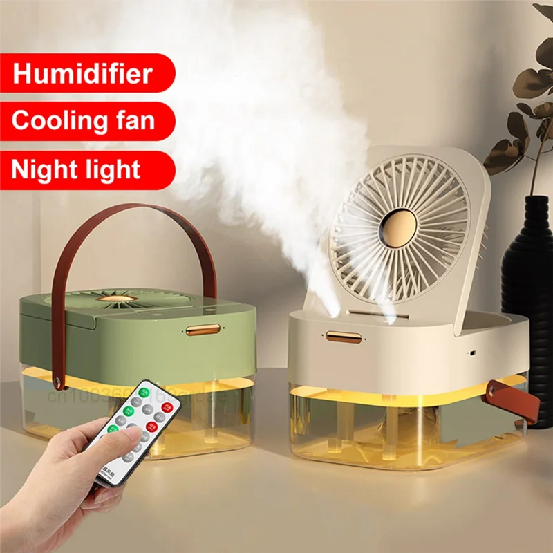 3 In1 Humidifier Double Spray Fan Portable Fan Air Cooler Humidifier USB Fan Desktop Lamp Fan for Summer Hydration Fan-B