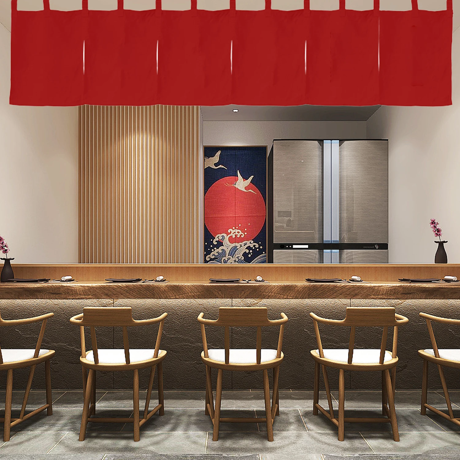 Japanese Style Restaurant Plain Curtain Hanging Banner Door Noren Fabric Curtain Horizontal Decoration for Sushi Bar Izakaya