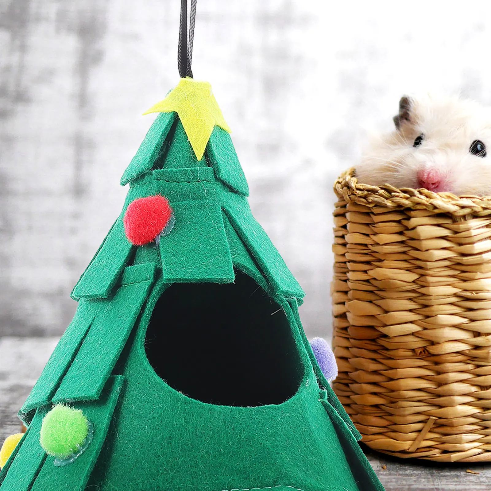 

Hanging Hamster Nest Christmas Tree Design Soft Pet Hammock Cozy Sleeping Bed for Hamster Rat Chinchilla Washable Cage Hanging