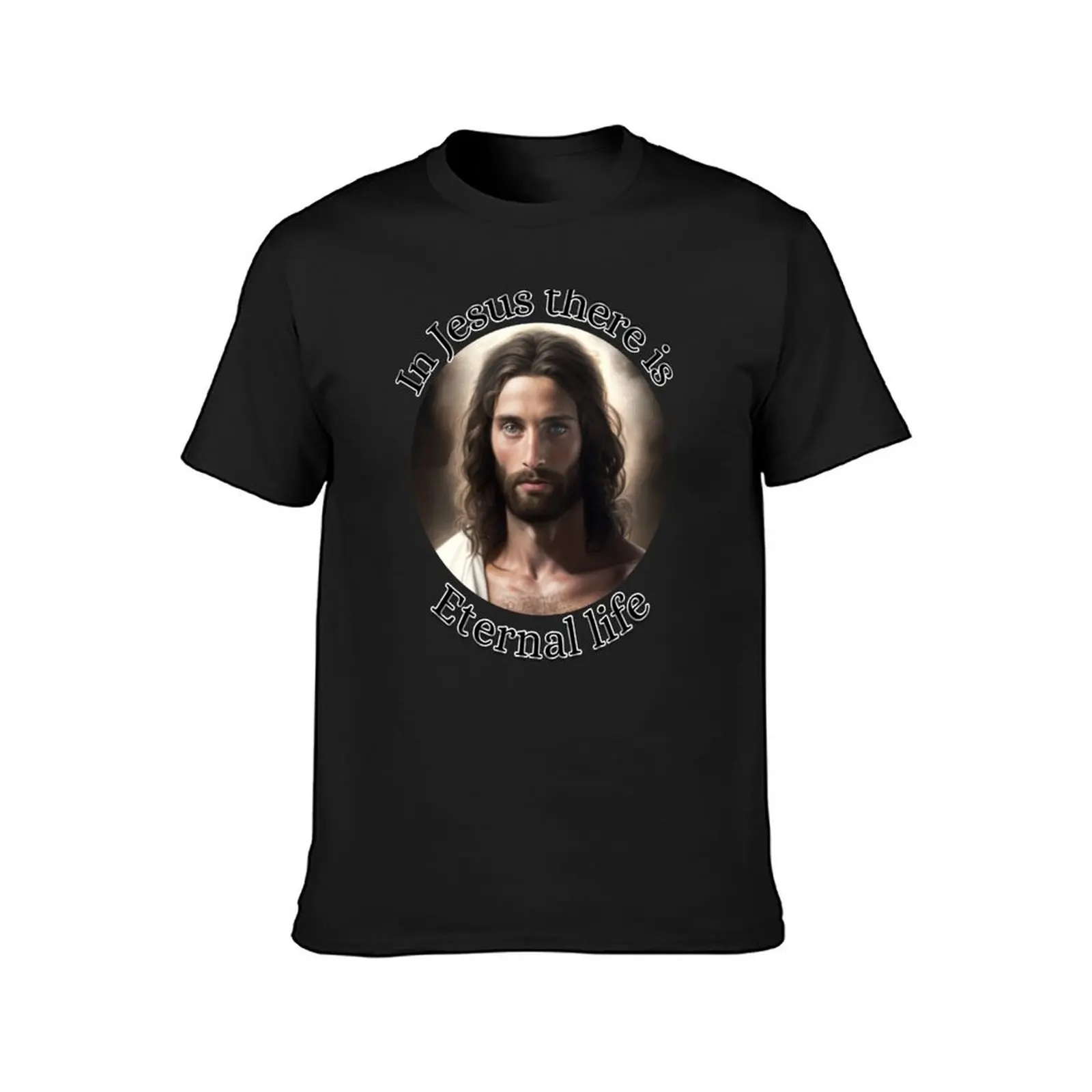 In Jesus Christ there is eternal life, motivational phrases of Jesus T-Shirt plain mens white t shirts