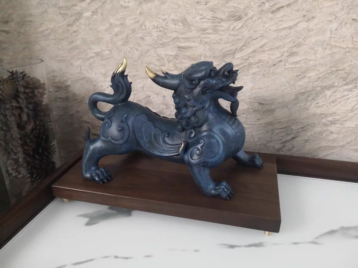 large home Company shop high grade Good luck FENG SHUI Dragon PI XIU Mascot bring wealth money thriving business brass statue