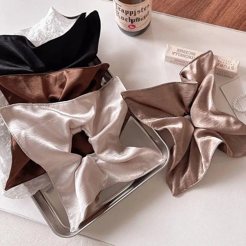 

Satin Square Scarf Hair Band Large Intestine Hair Band Niche Design Sense Square Headrope Ponytail Holder Hair Ties Rope