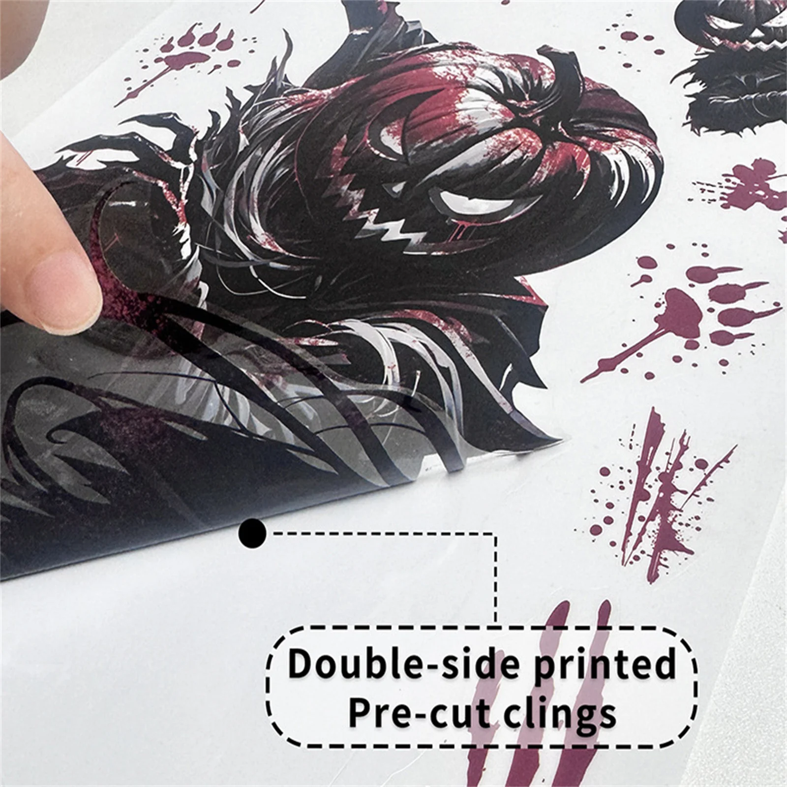 الرعب بقع الدم الجدار ملصق بصمة الدم الجمجمة مخيف شبح نافذة ملصق 2025 هالوين الديكور ملصق مخيف #3