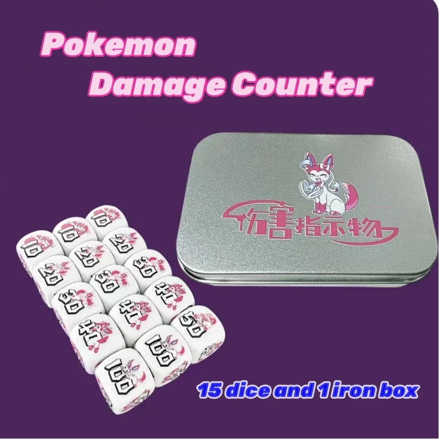 PTCG Pokemon Match Scoring Damage Counter Storage Box Board Role-playing Game Dice Eevee Charizard Gengar Ultra Ball Wave 10