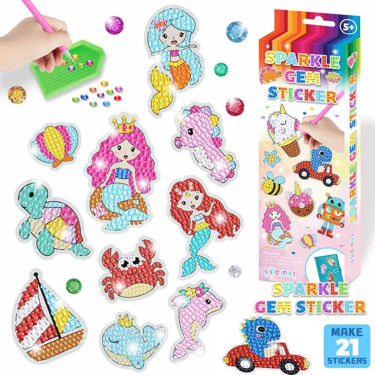 Good Quality GEM 5D Diamond Painting Stickers Kit Kids Handmade With DIY Painting Tools Cute Art Crafts Toys for Children Gifts