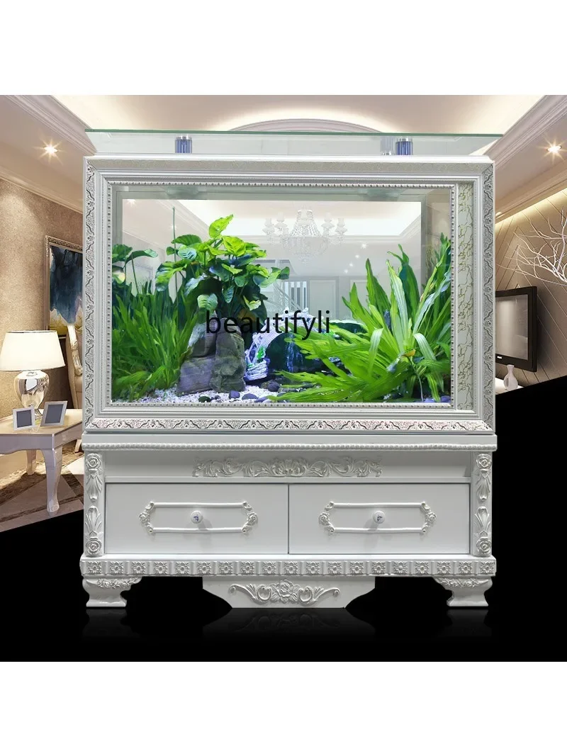 A European Style Fish Tank Screen Hallway Hallway Living Room Medium Household Bottom Filter Ecological Aquarium