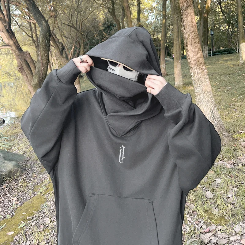 Winter Men's Embroidery Turtleneck Hoodies Japanese Ninja Hoodies