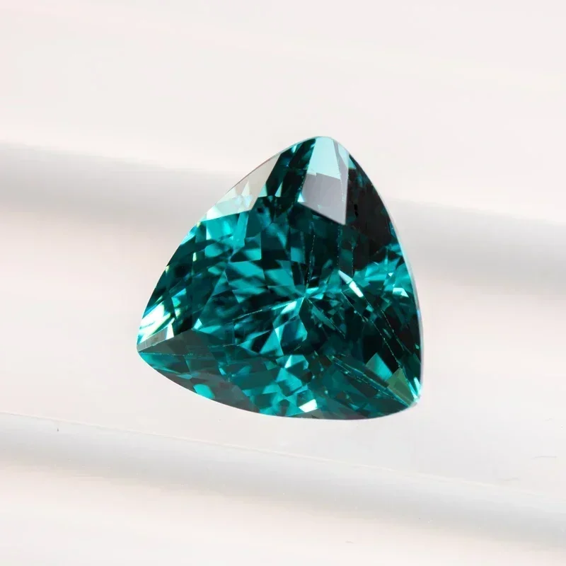 H-Lab Grown Sapphire Paraiba Fat Triangle Size 6x6mm VVS1 Charms Diy  Jewelry Making Materials Selectable 