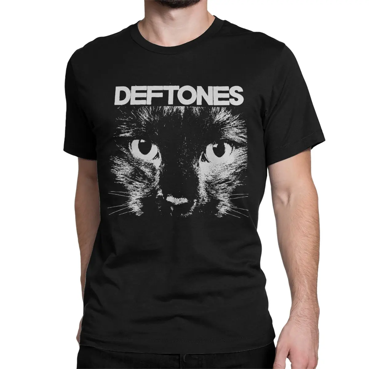 Deftones Cat T-Shirt Men Women Punk Hip Hop Novelty Cotton Tee Shirt Round Neck Short Sleeve T Shirts Summer Clothes