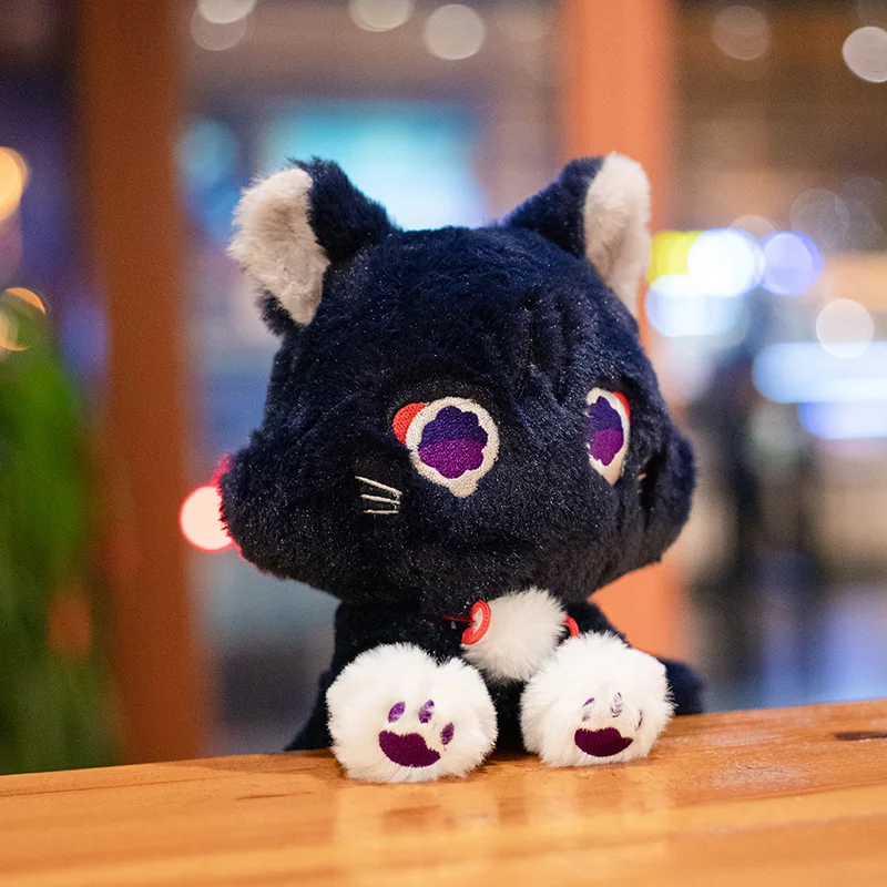 25cm Game Genshin Black Cat Fluffy Impact Wanderer Pet Plush Toys Scaramouche Cat Cosplay Doll Soft Stuffed Pillow Gift For Kids