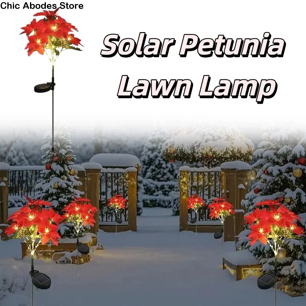 LED LED Solar Christmas Flower Lights Light Solar Artificial Flower Light Solar Powered LED Light Outdoor Christmas Decorations