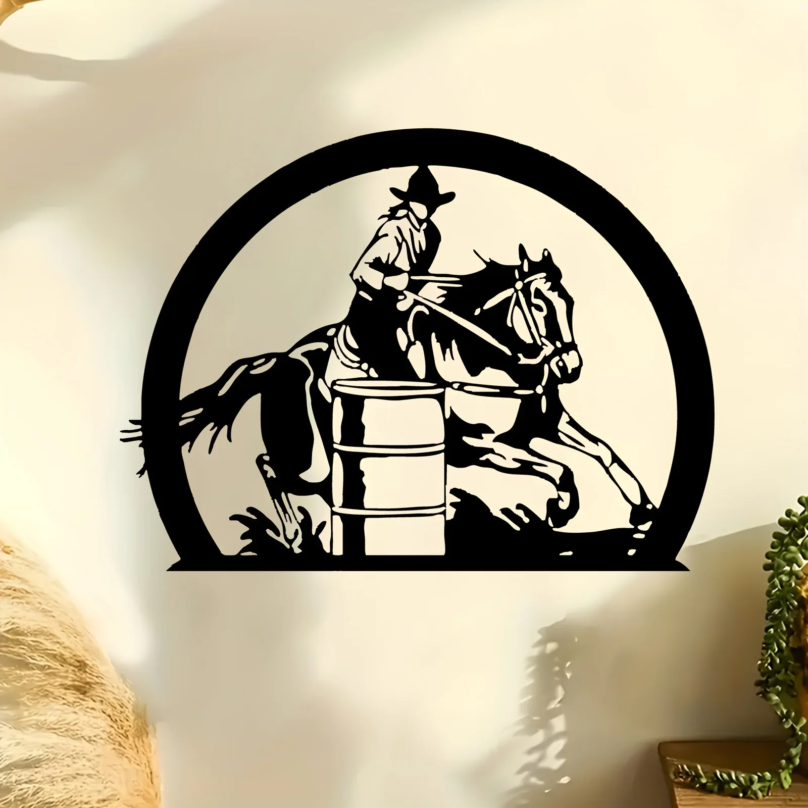 Barrel Racing Cowboy Metal Wall Art, Weather‑Resistant Ranch Backyard Decor, Western Rodeo Party Decor