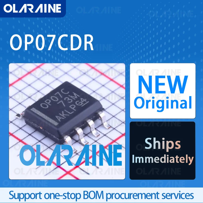 

10/50/100Pcs OP07CDR SOIC-8 original ic chip Precision amplifiers RoHS 1 Channel SR -300 mV/us Vos - 60 uV Ib -1.8 nA