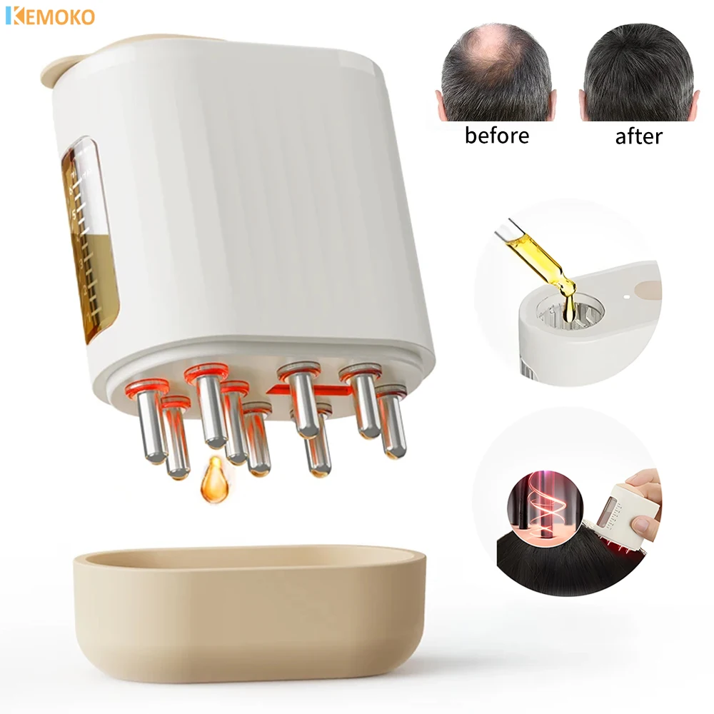 

Electric Vibration Scalp Essence Massager Comb Red Light Micro-current Essence Oil Applicator Promote Hair Growth Head Massager