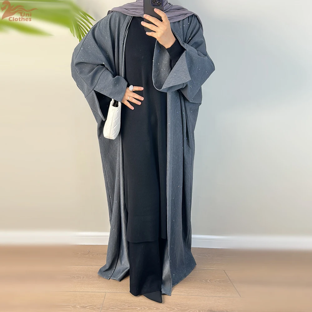 Elegante abito invernale musulmano modesto per le donne Eid arabo Dubai Kimono Abaya cappotto islamico a maniche lunghe vestiti abito caftano marocchino