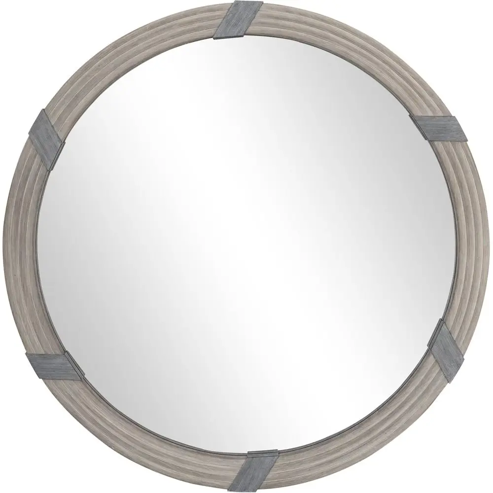 

Round Wooden Wall Mirror for Home Decor - Suitable for Living Room or Bedroom, Natural Wood Tone