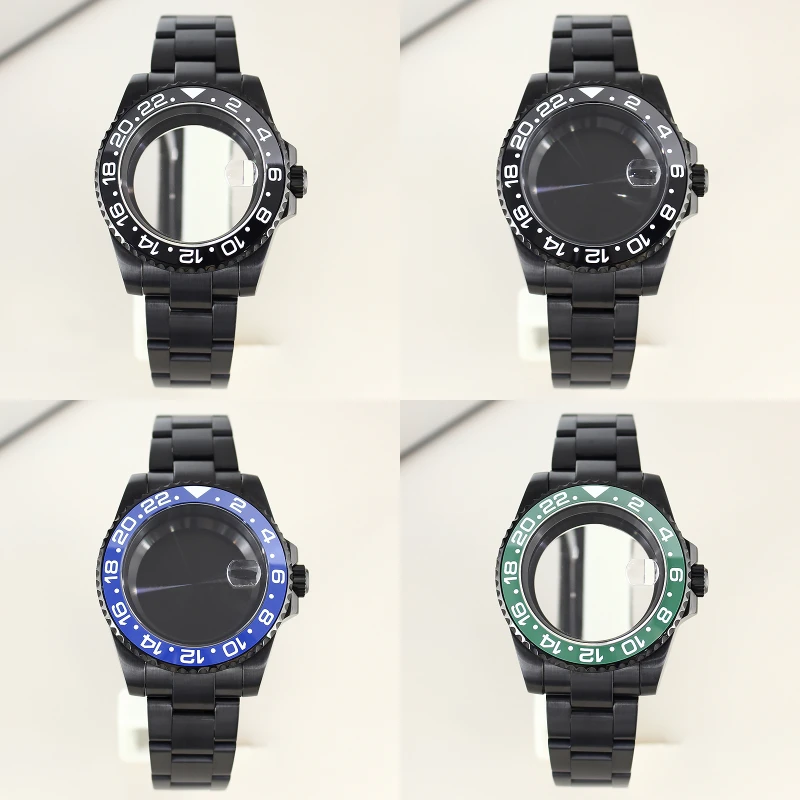 

Black 40mm Watch Case 20mm Bracelet Sapphire Glass For Seiko nh35 nh34 nh36 nh38 Miyota 8215 ETA 2824 Movement 28.5mm Dial Parts