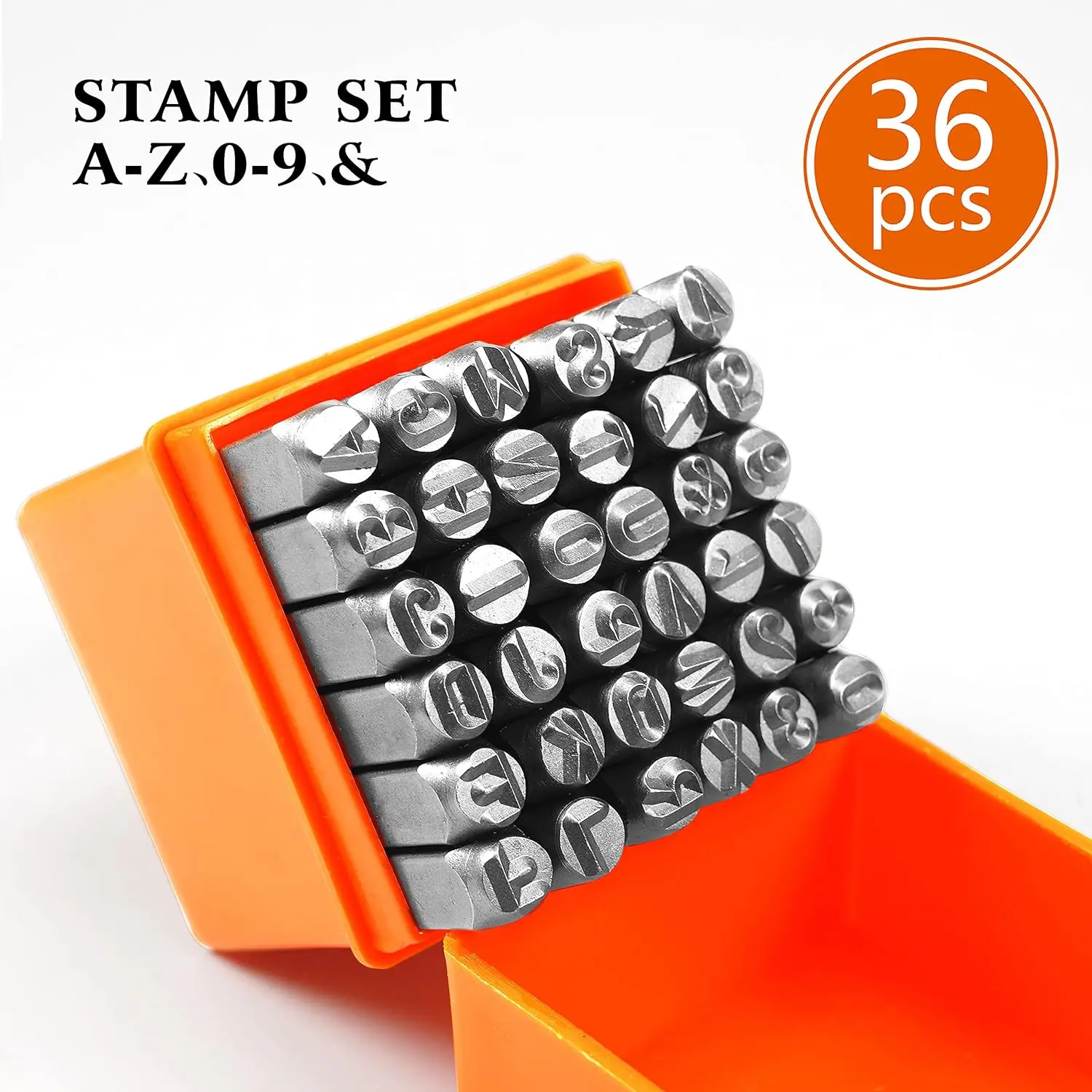 2-8mm 36pcs Alphabet Number Printing Punch Steel Letter Number Stamp Punch Set Hardened Metal Leather Craft Stamp Tool Kit