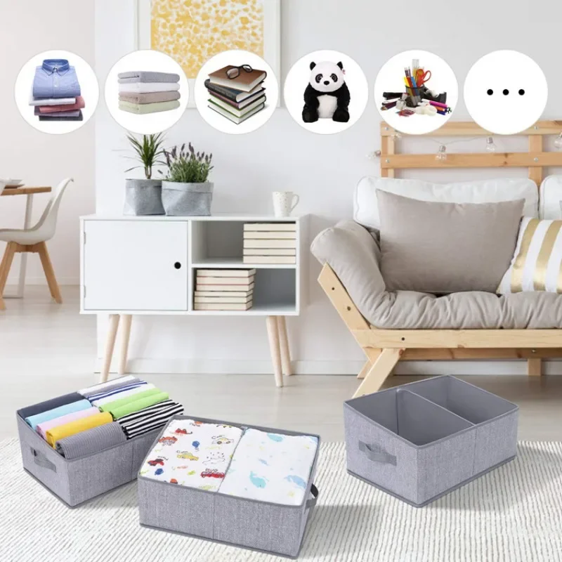 Foldable Storage Box for Dormitory, Wardrobe Organizing Box, Household Clothing, Desktop, Uncovered Storage Box, 3Packs