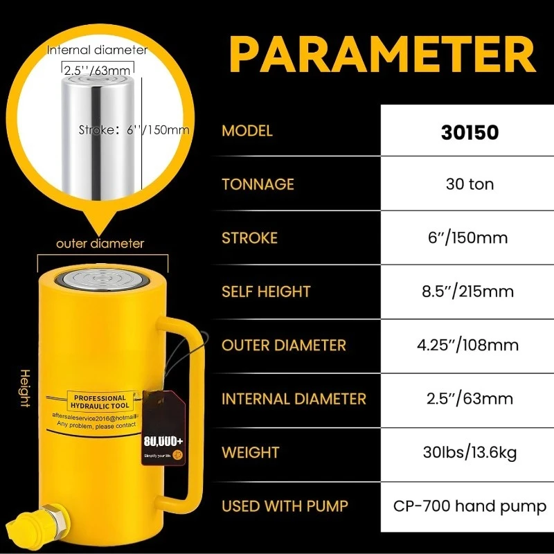 NEWTRY 30 ton hydraulische krikcilinder lange krik 6” slag draagbare hydraulische ram industriële hefkrik Porta Power Retract Aut