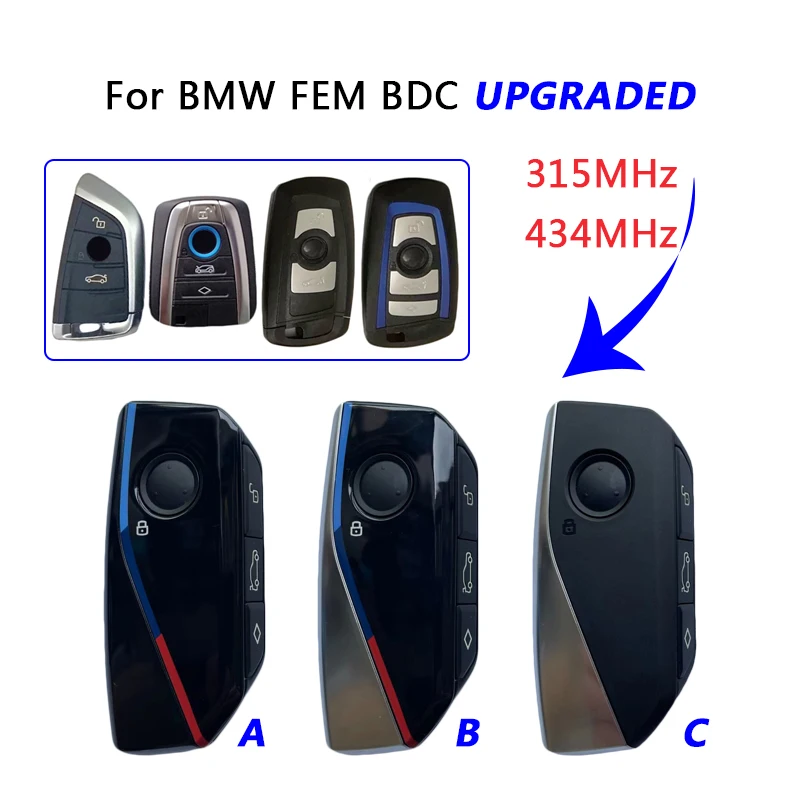 AK006001 Program Version For B MW FEM BDC Updated Smart Remote Car Keys 4 Button 315/434MHz 49 PCF7945P Chip With Blade