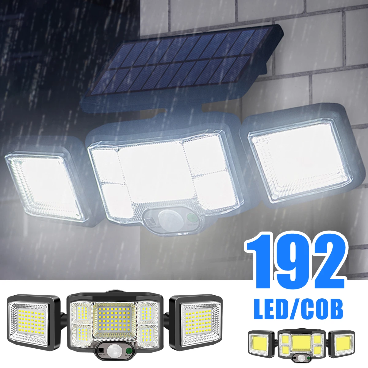 192 COB Solar Light Outdoor PIR Motion Sensor Sunlight Waterproof Wall Emergency Street Security Lamp For Garden Patio Path Yard