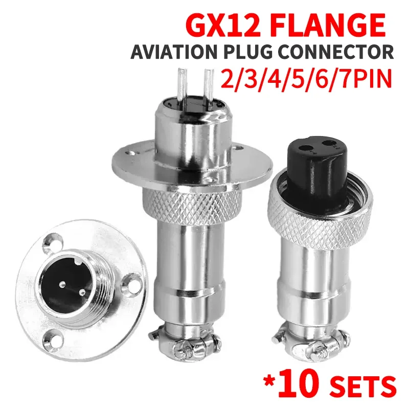 

10sets GX12 Flange mounting 3-hole fixing aviation connector plug&socket 2/3/4/5/6/7/8/9/10/12/14pin circular connectors