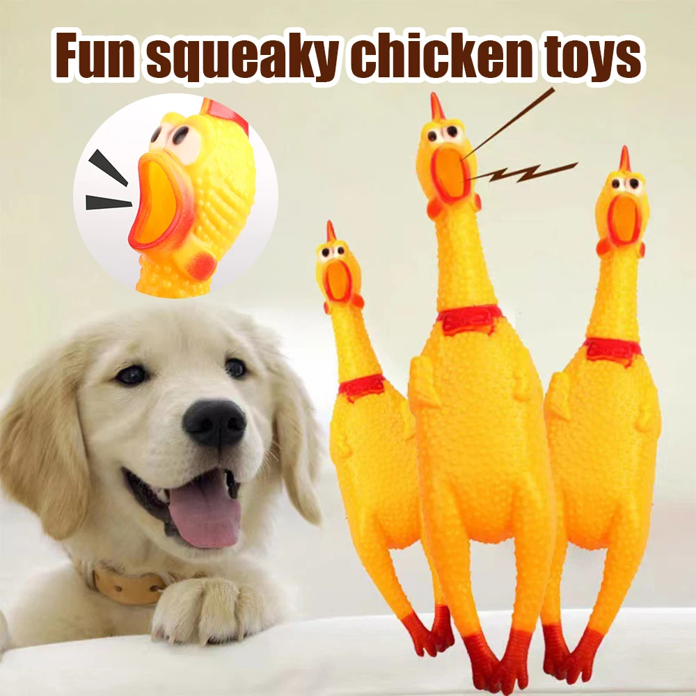 Funny Screaming Chicken Pet Dog Chew Squeeze Sound Toy Environmentally Friendly Durable Puppy Fun Yellow Rubber Toy Pet Products