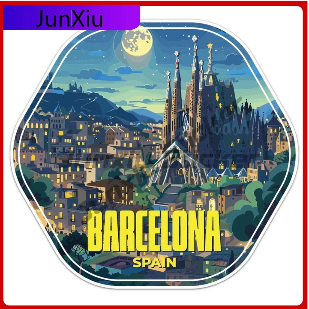 

Spain Barcelona Night Cute Motorcycle Weatherproof Decoration Car Sticker Bumper Decal City Vinyl Funny Laptop Boat Sticker