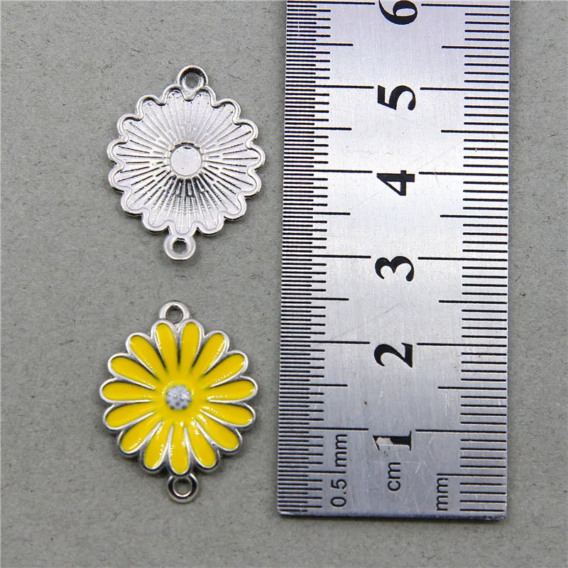 6Pcs Lot yellow Color Sunflower Flower Charm Connectors for Jewelry Making Bracelet Findings Accessories DIY Craft