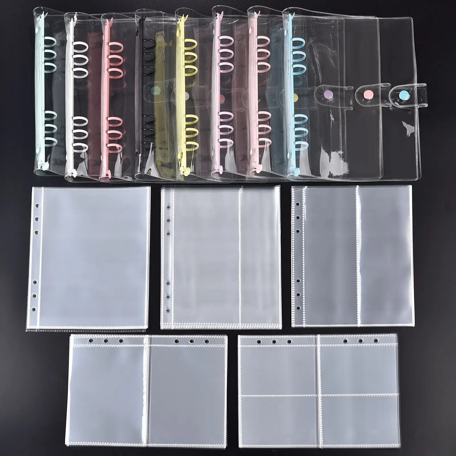 

A5 Transparent 6-Hole Strap Storage Clip Storage Bag For Cutting Dies Stamps Organizer Holders Cardstock Envelopes Scrapbooking