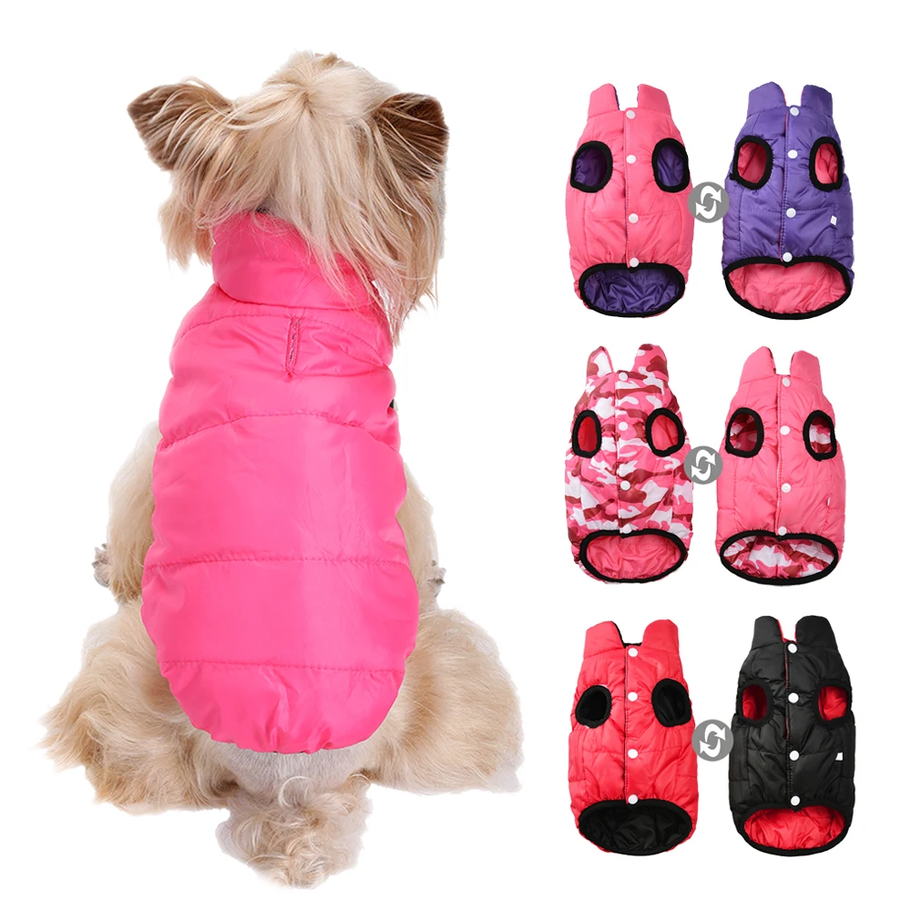 Wende-Welpenmantel, Winter, warme Hundejacke, Kleidung für kleine und mittelgroße Hunde, Katzenmantel, leicht, winddicht, Outfits mit französischer Bulldogge