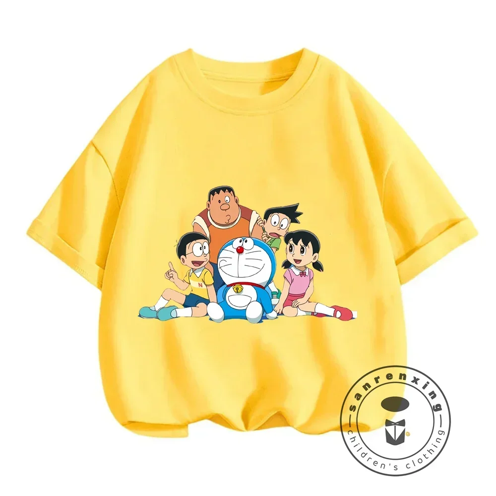 أيام الصيف تصاميم نابضة بالحياة عبقور برقبة دائرية للفتيان والفتيات ، مطبوعات كرتون رائعة ، طراز كاواي عصري ، تي شيرتات هيب هوب للأطفال #5