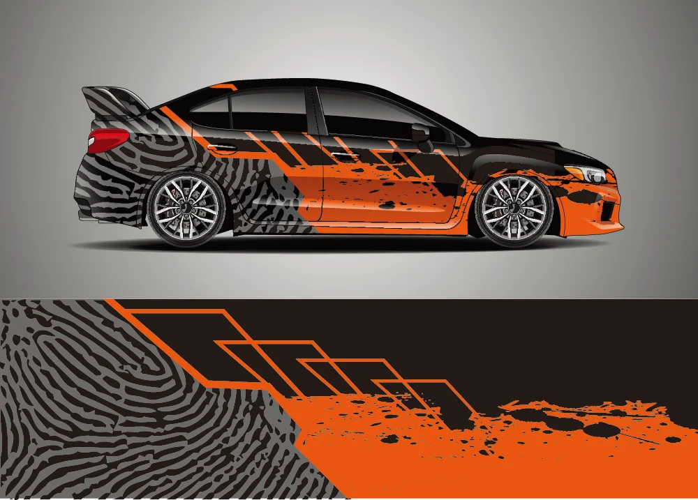 Racing Car Graphic Decal Full Body Vinyl Wrap Modern Design Vector Image Car Full Wrap Sticker Decorative Car Decal Cut