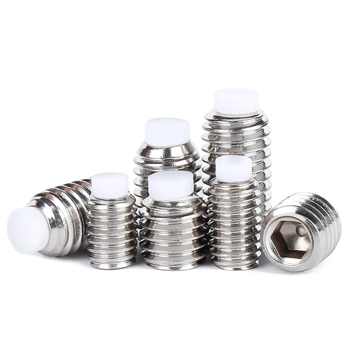 304 Stainless Steel Plastic Plunger Stop Set / Nylon Head Buffer Screw M6M8M10M12