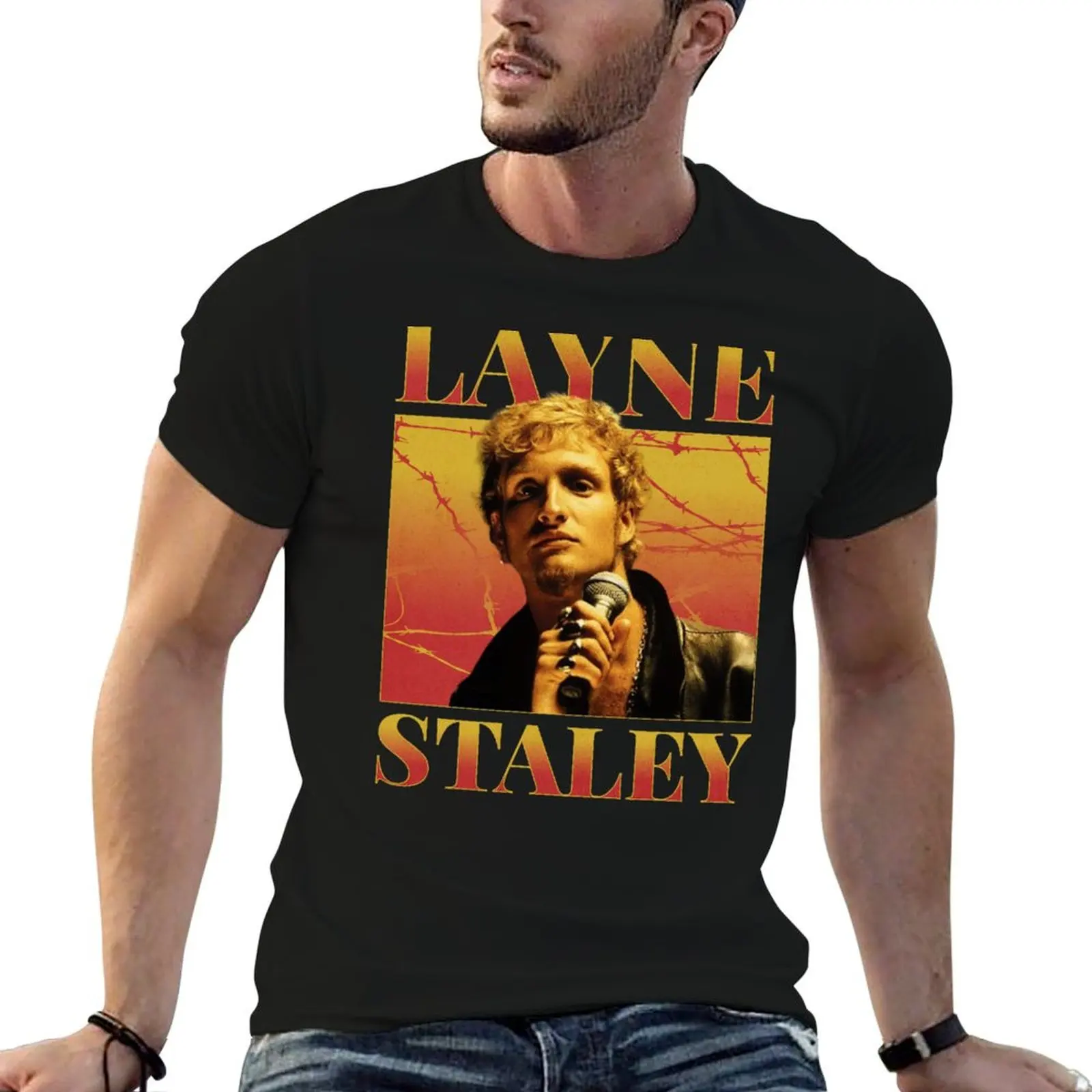 Layne Staley Retro Bootleg Style Homage T-Shirt graphic tee shirt tops plus sizes cotton graphic tees plain t shirts men