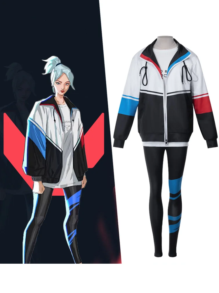 Ensemble complet de cosplay d'agent inspiré des jeux pour femmes, veste, t-shirt et leggings, costume de fête fantaisie pour Halloween et carnaval