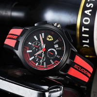 Fashion Men Sports Watches Luxury Quartz Watch Men Business Watches Silicone Strap For Ferrari Roma Spider SF90 F80 Competizione