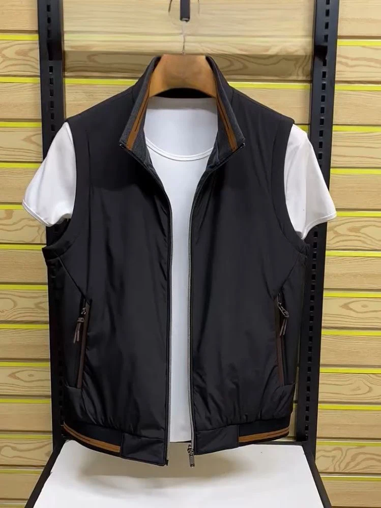 

Мужская повседневная куртка-жилет с воротником-стойкой, модная, трендовая, осенняя новинка, приталенная, на молнии