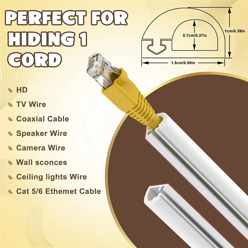 THIVN-2Pcs Wall Cord Hider 118 Inch,Self Adhesive Cable Hider Cord Cover For Wires,Flexible Wire Cover Cable Raceway