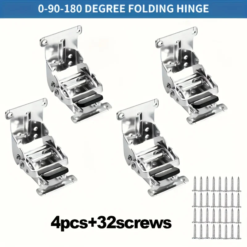 36pcs (4pcs hinges + 32pcs screws) foldable support frame, suitable for extendable support of tables, furniture, and garages