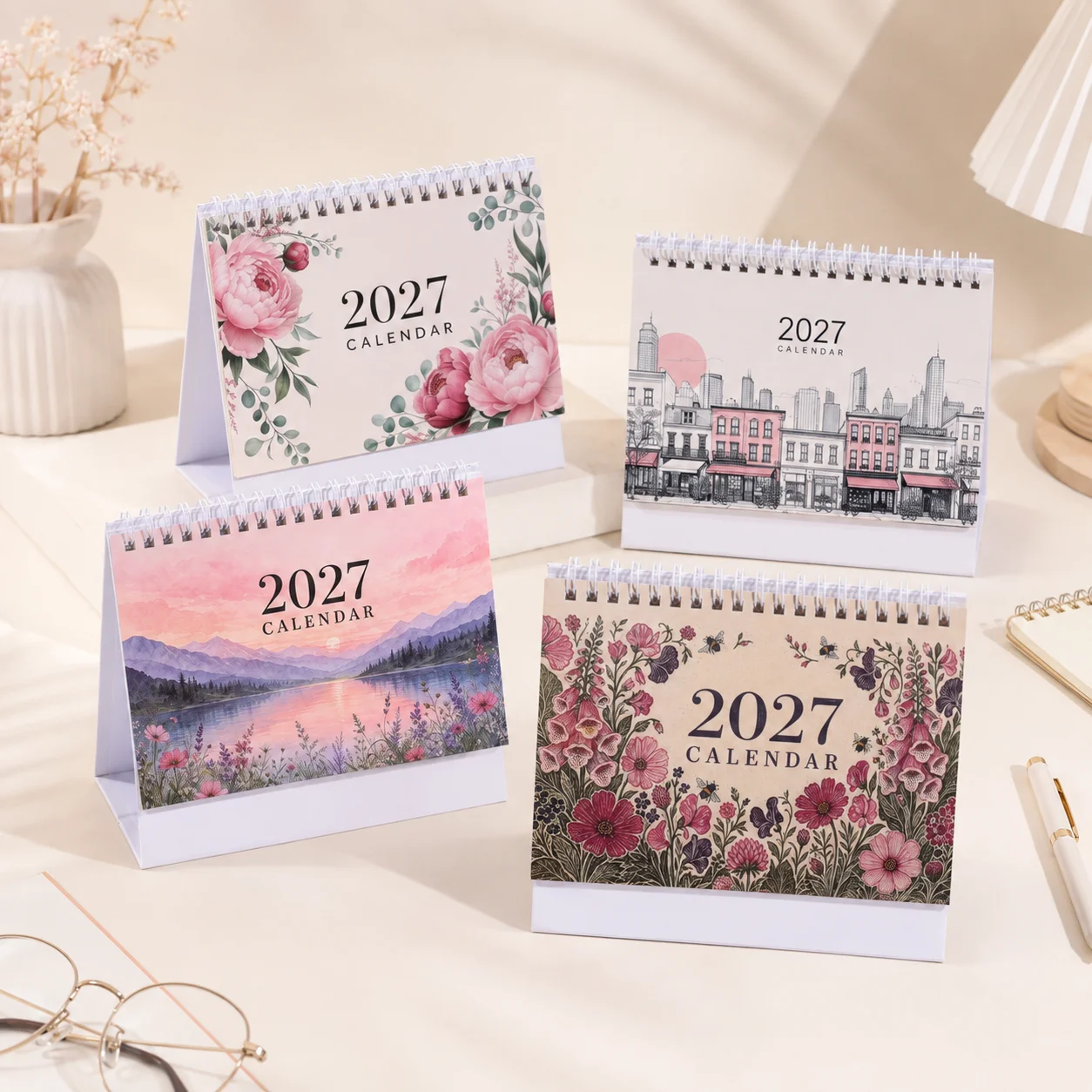 2027 Desk Planner Calendar Spiral Bound Standing Monthly Schedule Organizer Decorative Table Calendar For Home Office Desk Use